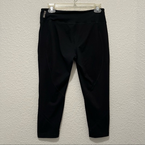 Zella Black Crop Mesh Ankle Stripe Leggings Activewear Pants Womens Size M - Picture 3 of 10
